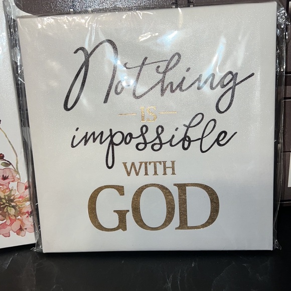 New 2PC Canvas Set “Nothing is impossible with God” & “Faith” Canvas Wall Art - Picture 5 of 6